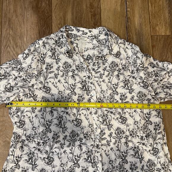 JOIE Women's Floral Button Up Linen Shirt Size 3X - Picture 4 of 6